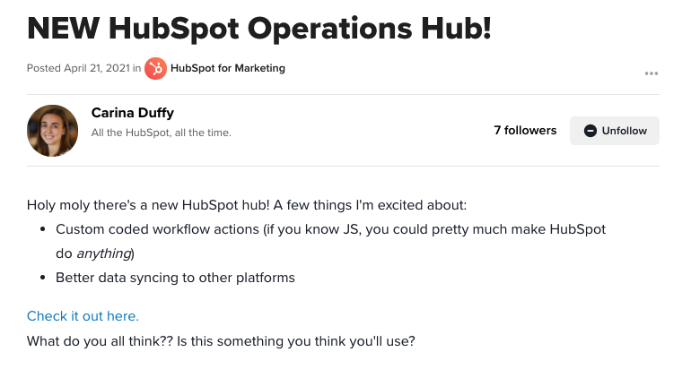 HubSpot Ops Hub Announcement