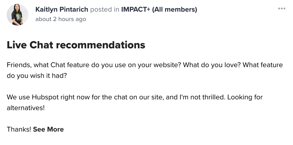 live chat impact+