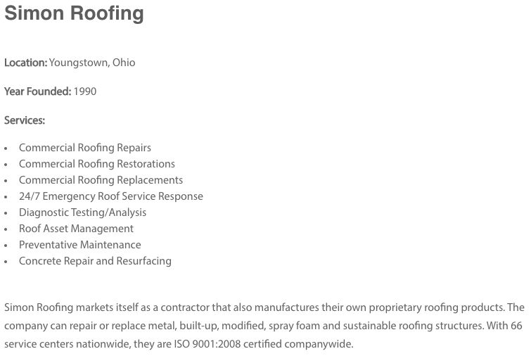 west roofing competitor list